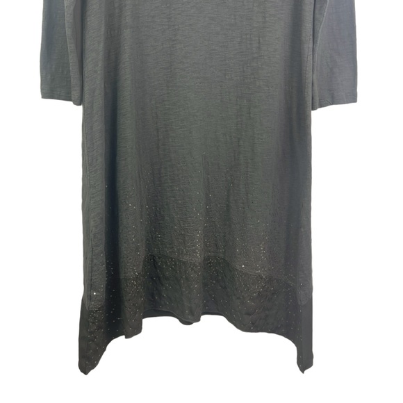 Soft Surroundings Starlight Shift Sequin Midi Dress 3/4 Sleeve Dark Olive Grey M - Picture 14 of 16